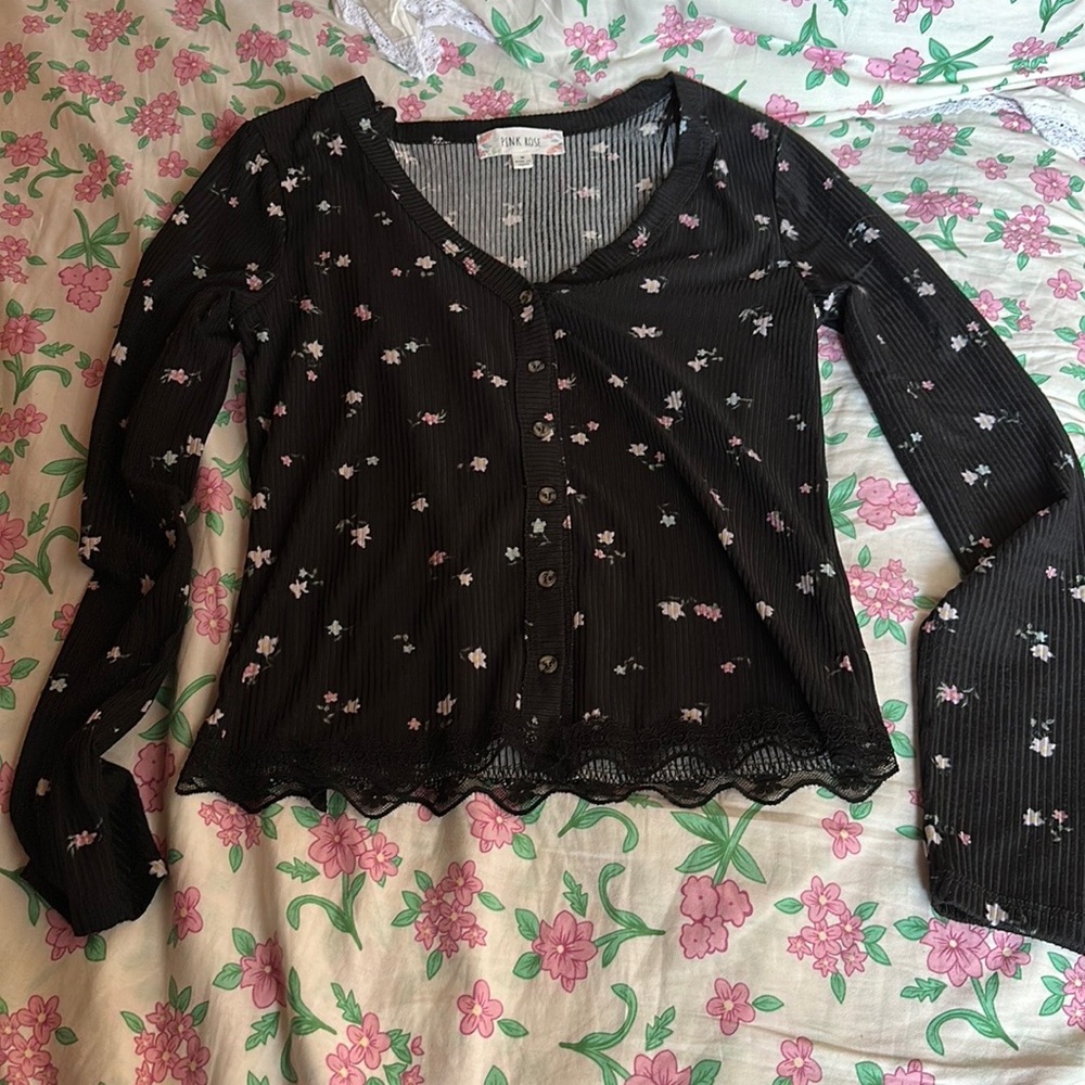 Stretchy Floral Print Cardigan